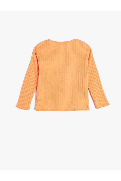 Koton T-Shirt Long Sleeve Round Neck Pocket Detailed Ribbed