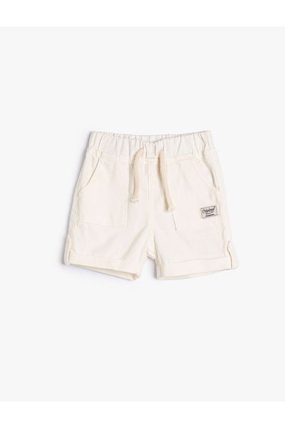 Koton Shorts Cotton Tie Waist Pocket Fold Leg