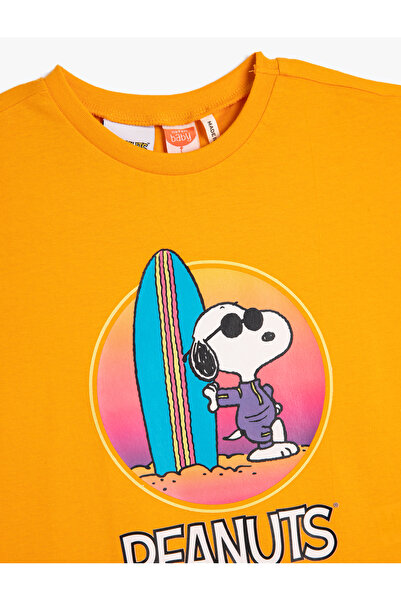 Koton Μπλουζάκι Snoopy με άδεια χρήσης με κοντό μανίκι, βαμβακερό λαιμόκοψη