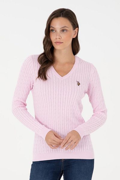 U.S. Polo Assn. Pulover de bază cu decolteu în V pentru femei