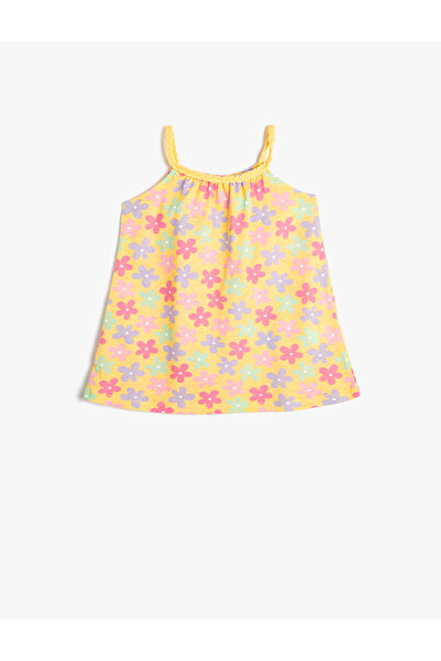 Koton Памучна рокля от пениран памук с деколте на цветя