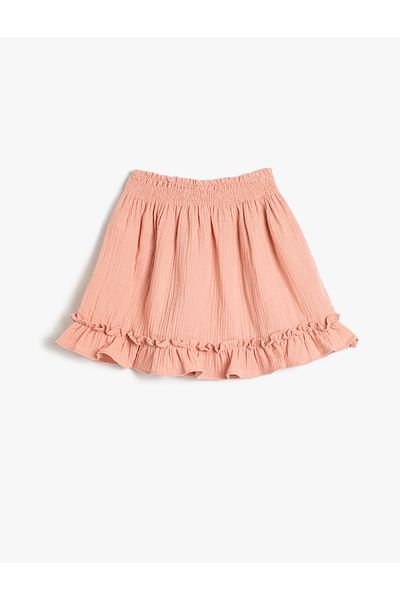 Koton Skirt Ruffled Muslin Fabric with Elastic Waist