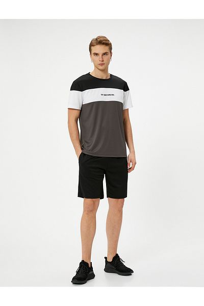 Koton Sports T-Shirt Slogan Printed Color Block Short Sleeve