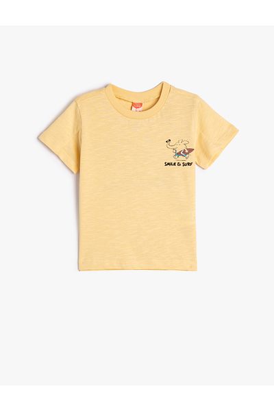 Koton T-Shirt Elephant Printed on the Back Short Sleeve Crew Neck Cotton