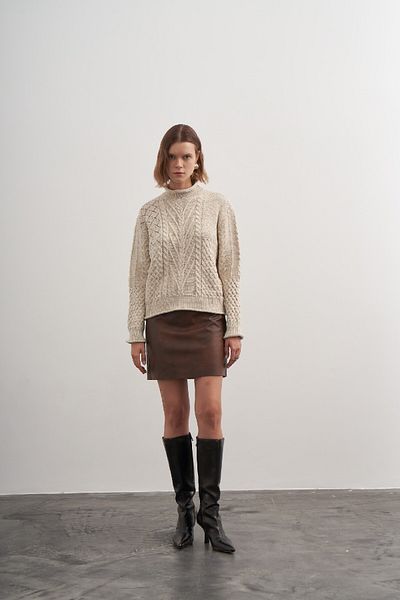PARKhande Hair Braided Openwork Half Fisherman Sweater