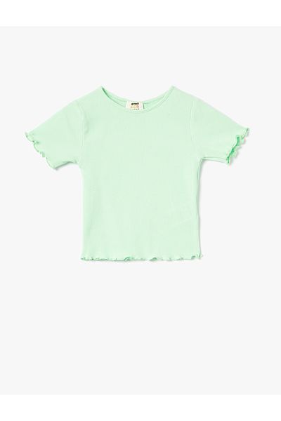 Koton Tricou de bază, cu mânecă scurtă, decolteu, bumbac cu nervuri