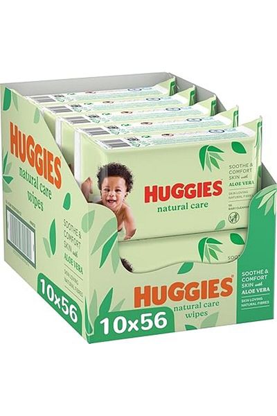 Huggies Natural Baby Wipes, Aloe Vera Wipes, 10 Pack x 56 Wipes (560 Wipes)
