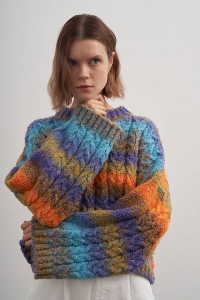 PARKhande Crew Neck Hair Knit Sweater