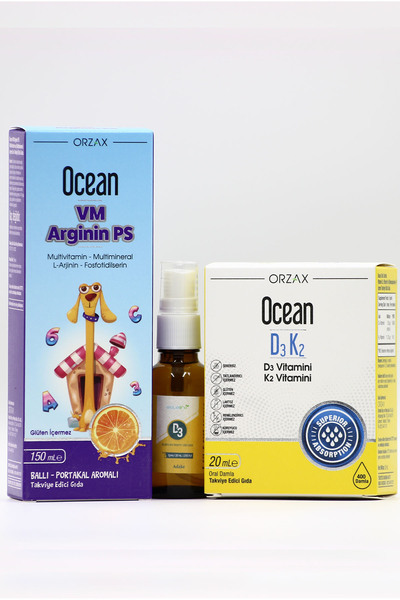 Ocean VM Arginin PS, D3 Sprey ve Ocean D3 K2 - Çocuklar İçin Vit ve Kemik Sağ...