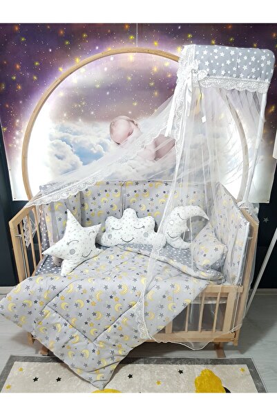 Baby Clime 70X130 Baby Sleeping Set - Mosquito Net and Apparatus Included - Crescent and Star Pattern
