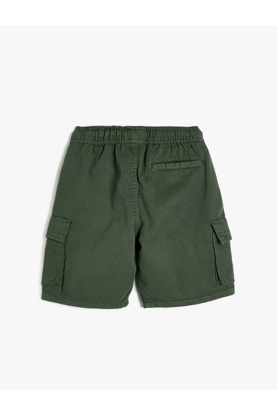 Koton Pantaloni scurți cargo din bumbac - Design lateral cu talie cu șireturi și buzunare