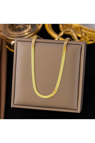 RENGARENG قلادة من الفولاذ الذهبي الإيطالي مقاس 42 5 سم