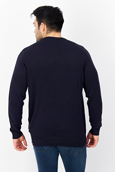 French Connection Men Crew Neck Plain Long Sleeves Sweatshirt, Navy