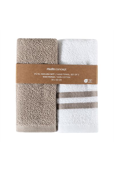 Mudo Home NAPLES 2-Piece Hand Towel Set - White Mink, 30x50