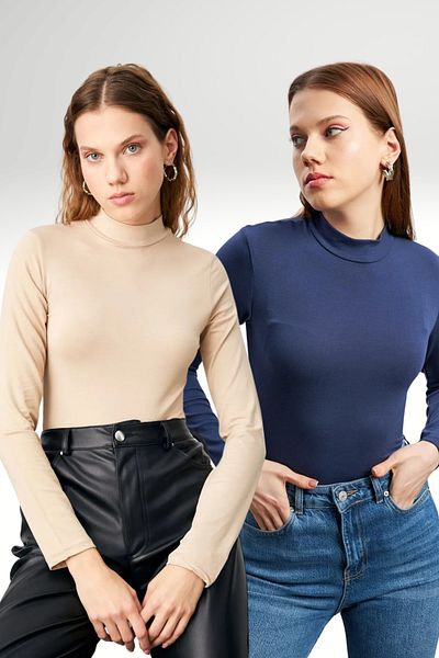 Bipantolon Γυναικείο κορμάκι 2 τεμαχίων σε κρεμ Navy Blue