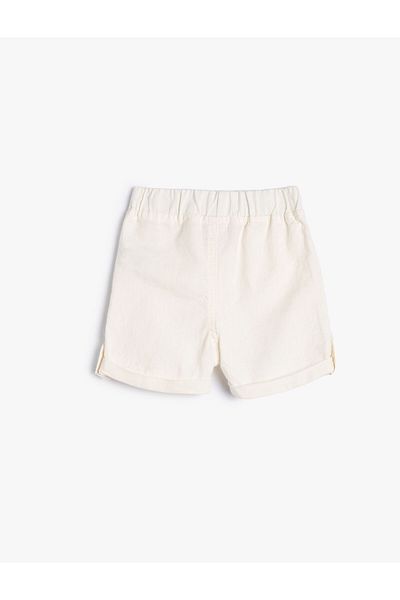 Koton Shorts Cotton Tie Waist Pocket Fold Leg