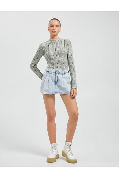Koton Prolamované tričko s dlouhým rukávem, límeček Slim Fit