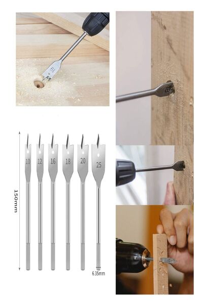 Speed Out 6 Parça Matkap Uçuna Takılan Tahta Ahşap Oyma Ağaç Delici Yaprak Seti Panç Yaprak Punch Kelebek Panç