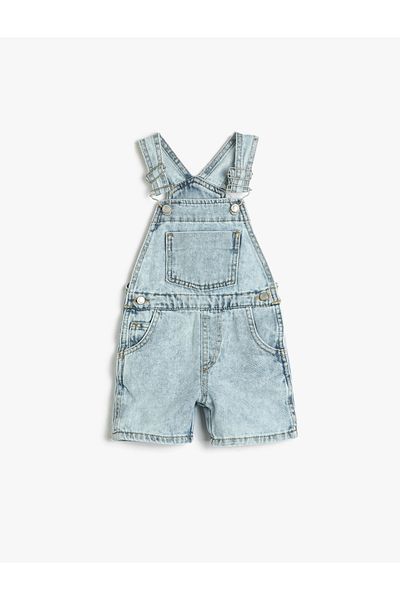 Koton Denim Salopet Shorts Pocket Cotton