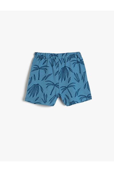 Koton Shorts Tie Waist Pocket Palm Tree Printed Cotton