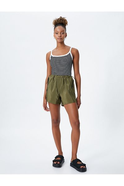 Koton Parachute Mini Shorts with Drawstring Waist, Stopper and Flap Pocket