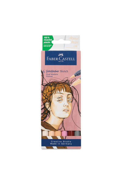 Faber Castell Goldfaber Sketch Çift Taraflı Fırça Uçlu Marker Seti 6lı Portra...