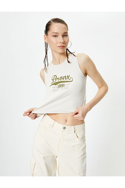Koton Crop Athlete Printed Ribbed