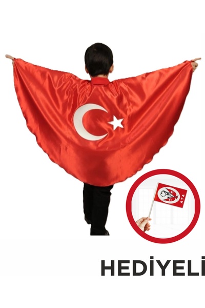 Asyabayrak 29 Ekim Gösteri Kostümü Türk Bayraklı Pelerin -23 Nisan-19 Mayıs O...