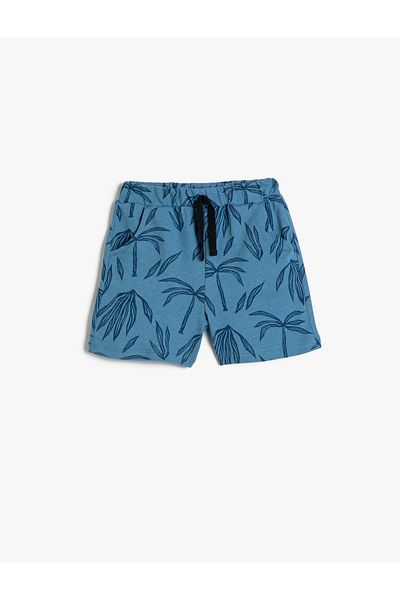 Koton Shorts Tie Waist Pocket Palm Tree Printed Cotton