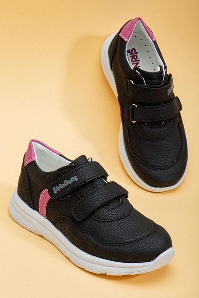 Dilimler Ayakkabı Şirinbebe Şiringenç Orthopedic Black Velcro White Sole Baby Girl Kids Sports Shoes
