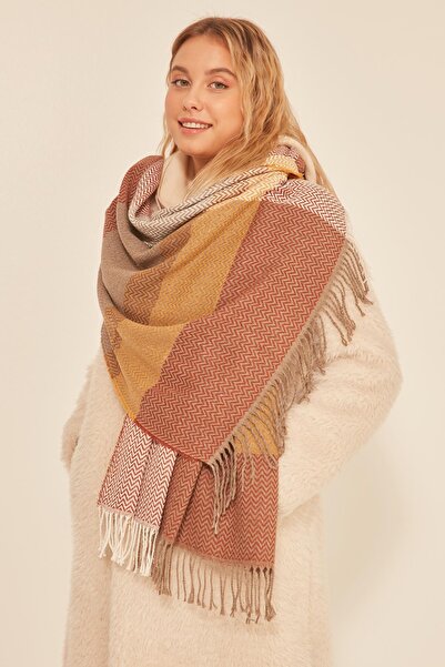 FELLMENS 13807-1 Μοτίβο ψαριού με μαλακή υφή Πορτοκαλί παχύ σάλι ώμου