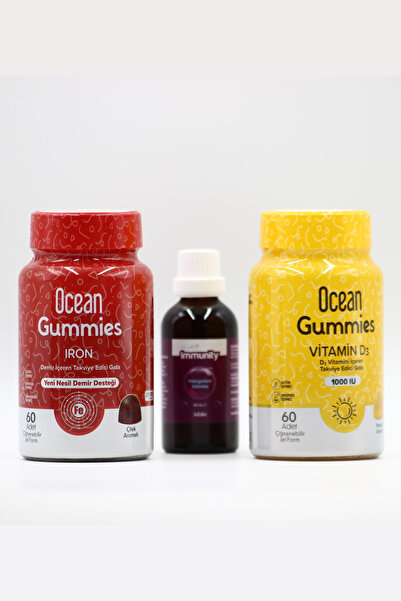 Ocean Gummies Çiğneme Demir ve Vitamin D3 Formu ve Bağışıklık Güçlendiren Imm...