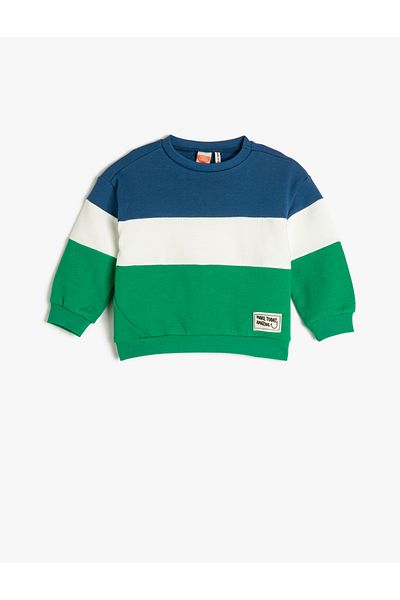 Koton Sweat Cotton Long Sleeve Crew Neck Color Blocked