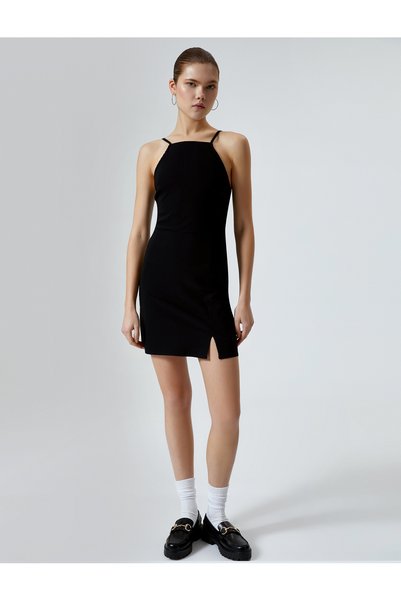 Koton Halter Neck Mini Pencil Dress with Slit Detail