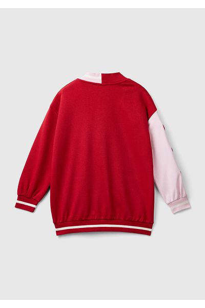 United Colors of Benetton Hanorac din lână cu model de inimă, cu mânecă dreaptă, de culoare contrastantă, roșu