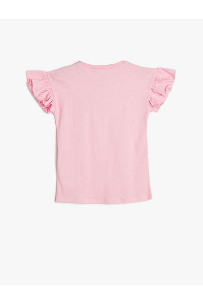 Koton Basic T-Shirt Crew Neck Ruffle Sleeve Cotton