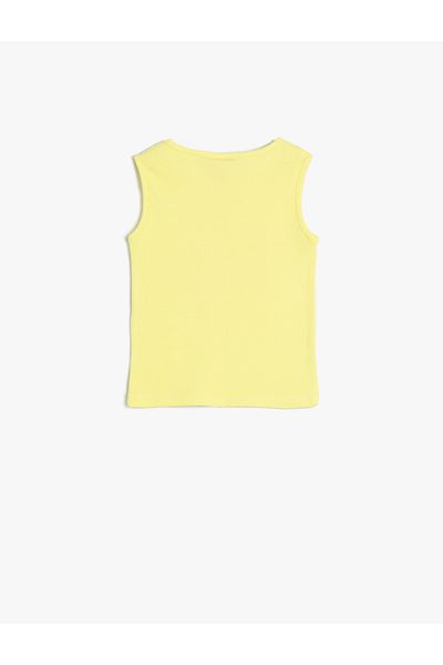 Koton Tank Top Fără mâneci Decolteu Creuț Bumbac Imprimat cu nervuri