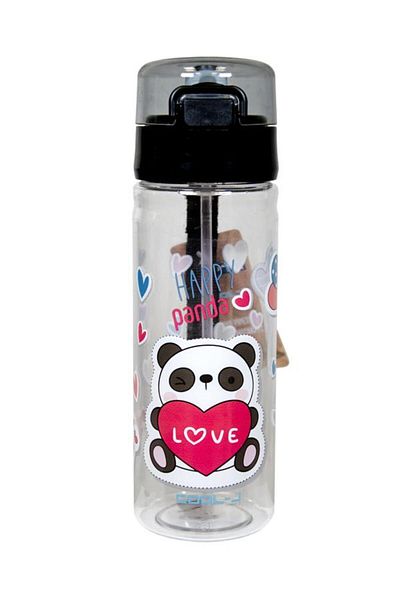 Gıpta Xoxo Black Plastic Flask with Straw 500 ml K7592