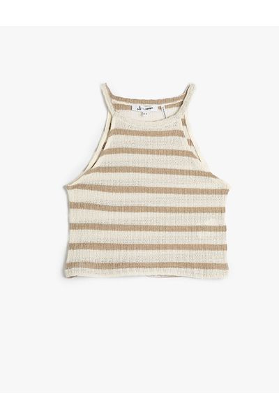 Koton Kurzes Neckholder-Top in Häkel-Slim-Passform