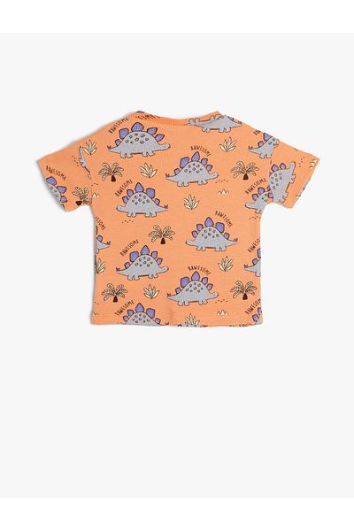 Koton T-Shirt Dinosaur Printed Short Sleeve Crew Neck Cotton
