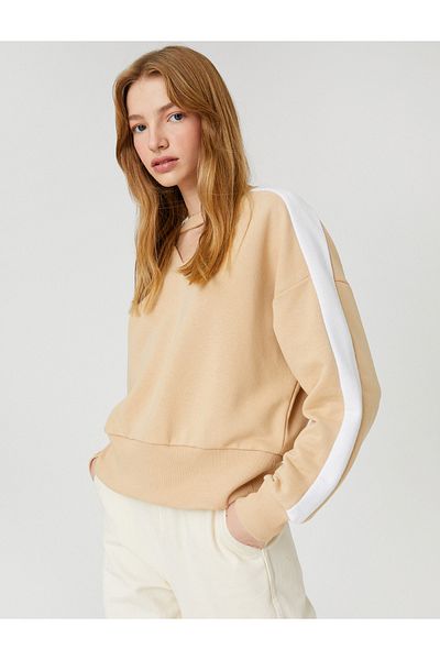 Koton Crew Neck Sweatshirt Relaxed Cut Long Sleeve Ribbed