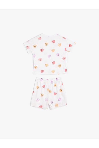 Koton Heart Printed Cotton Shorts and T-shirt Set