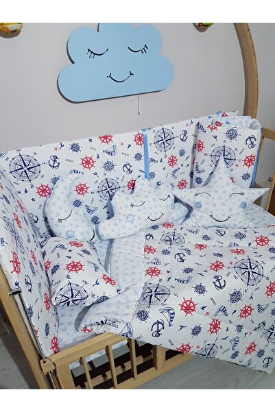 bebek_iklimi 70X130 Baby Sleeping Set - Mosquito Net - Compass Patterned 128-39 (Excluding Furniture Crib)