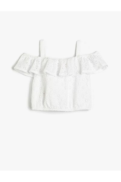 Koton Crop Athlete, überbacken, niedrige Schultern, Riemen, elastische Taille