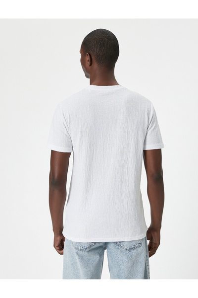 Koton Slim Fit Tişört Bisiklet Yaka Kısa Kollu Dokulu