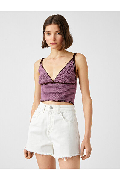 Koton Örme Crop Üst Askılı V Yaka
