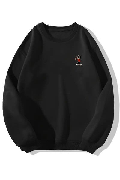 Karatopak Bugs Bunny Baskılı Oversize Unisex Bisiklet Yaka Sweatshirt