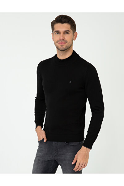 Pierre Cardin Black Slim Fit Half Turtleneck Basic Sweater 50248552-Vr046
