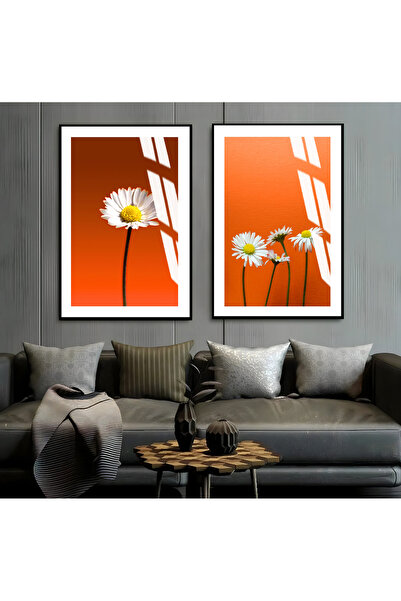Harika bir ev Hari̇kabi̇rev | Orange Color Flower Combination New | Framed Gl...