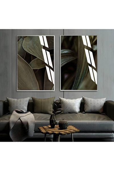 Harika bir ev Hari̇kabi̇rev | The Dark Green Leaves | Framed Glass Table 2 Pi...